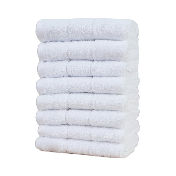 Aston & Arden Turkish SOLID White Washcloths , 8PK WC-TS-1313-1.75-WHT